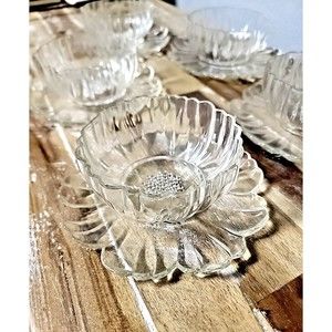 Set of 5 Vintage Garden Club Colony Peony Dessert Cup w/ Attached Plate